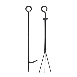 Ensemble de foyer en fer forgé, outils de foyer pour foyer, fourneau de Poker, support de pince Long, ensemble d'outils avec support pour la cuisine - Product Image 3