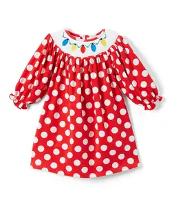 Di cotone del Puntino di Polka Vescovo Vestito per il Bambino