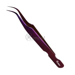 แหนบสแตนเลสพลาสม่าสีม่วงสำหรับมืออาชีพสำหรับการต่อขนตาแบบโค้งที่แข็งแรงปรับแต่งได้ - Product Image 1