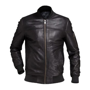 Blouson bombardier à Logo imprimé personnalisé pour homme, coupe-vent en cuir léger surdimensionné pour homme - Product Image 1