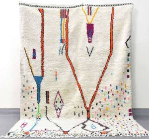 Tapis en laine de style marocain, arc-en-ciel, noué à la main - Product Image 2