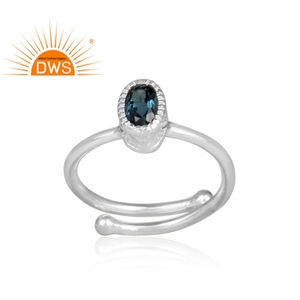 ผู้ผลิตเครื่องประดับแหวนเพชรลอนดอนบลูโทปาซทรงรีแหวนเงินแท้925 - Product Image 2