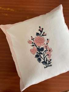 Funda de algodón con estampado de bloque de mano, cubierta de cojín cuadrada de lino, 40X40CM - Product Image 5