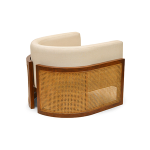 Sillón Livi de Madera de Caoba con Mimbre de Tejido Abierto, Diseño Clásico Contemporáneo para Sala de Estar, Hogar u Hotel - Product Image 3