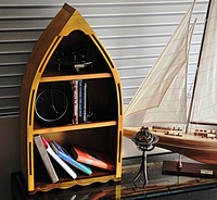 Kleines Massivholz-Nautisches Kanu-Bücherregal Holz-Bücherregal für Zuhause Büro Schule & Wohnzimmer