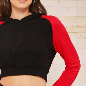 High Quality <b>Women's</b> Long Sleeve Crop <b>Tops</b> Hooded Collar Custom Embossed Logo Knitted Fabric Printed Design <b>for</b> Spring XS Size - Product Image 4