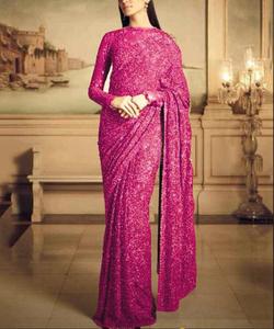 Nouveau Look riche tenue décontracté Satin soie Saree avec Contras Blouse pièce femmes indiennes portent Sari bas prix en gros Surat Apparelgarment - Product Image 4