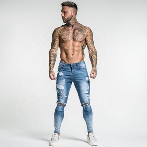 GINGTTO <span class=keywords><strong>Jeans</strong></span> <span class=keywords><strong>Skinny</strong></span> da <span class=keywords><strong>Uomo</strong></span> Effetto Usurato a <span class=keywords><strong>Vita</strong></span> <span class=keywords><strong>Alta</strong></span> con Cerniera e Vestibilità alla Caviglia, in Denim Lavato - Ideali per Dropshipping - Product Image 2