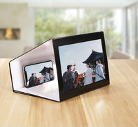 2024 Dropshipping Support de Vidéo HD Pliant de Bureau de 12 Pouces, Loupe d'Écran de Téléphone Portable Agrandie 3D avec Support en Bois