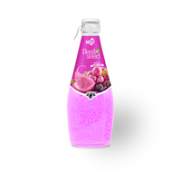 Jus de purée aromatisé au basilic et au raisin de la marque NPV, bouteille en verre de 290 ml