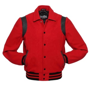 Veste pour hommes personnalisée de haute qualité Design universitaire Letterman élégant avec laine vêtements d'hiver en cuir véritable avec matériau en duvet - Product Image 5