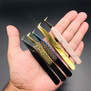 Pinzas de Volumen Ruso de Acero Inoxidable con Ángulo de 90 Grados, Antiestáticas, Duraderas, con Punta de Fibra de Precisión para Extensión de Pestañas - Product Image 2