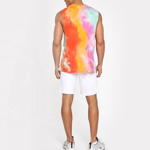 เสื้อกล้ามทรงหลวมแบบไม่มีแขน สีตามสั่ง ลายมัดย้อม เหมาะสำหรับเล่นกีฬา ออกกำลังกาย ฟิตเนส เสื้อกล้ามผู้ชายสำหรับเพาะกาย - Product Image 6