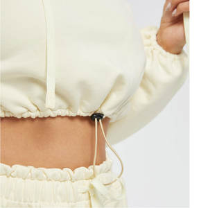 2023 nouveau automne femmes deux pièces survêtement ensemble solide maigre deux pièces survêtement ensemble haut court à capuche 2 pièces pantalon ensemble - Product Image 3