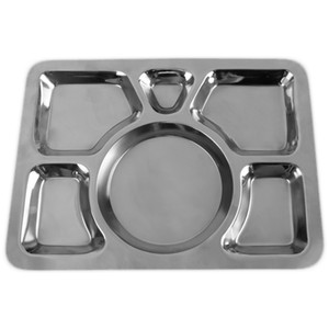 Bandeja de servicio de acero inoxidable para restaurantes y hoteles, bandeja de servicio de plata personalizada, de metal moderno - Product Image 1