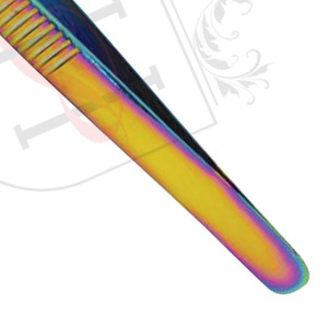 Pinzas de punta de aguja de Color arcoíris de volumen medio redondo, con agarre para los dedos, diseño de etiqueta privada, pinzas de extensión de pestañas - Product Image 4