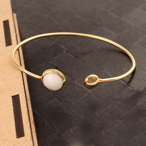 Best Quality Briolette Cut White Agate Bracelet <b>Gold</b>/silver <b>Plated</b> Professional Manufacturer Handmade Adjustable <b>Bangle</b> Bracelet - Product Image 5