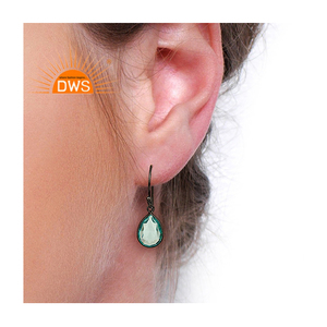 Pendientes de piedras preciosas de Topacio azul Natural, proveedor de joyería, aretes colgantes de plata 925 chapados en rodio - Product Image 4