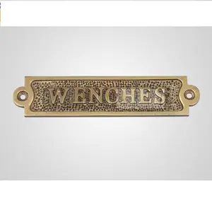 Brass Ships Chandlery Wenches Sign Plaque Nautical Wall Hanging Home Decor Plaques for Gents Ladies Office Laundry Restroom