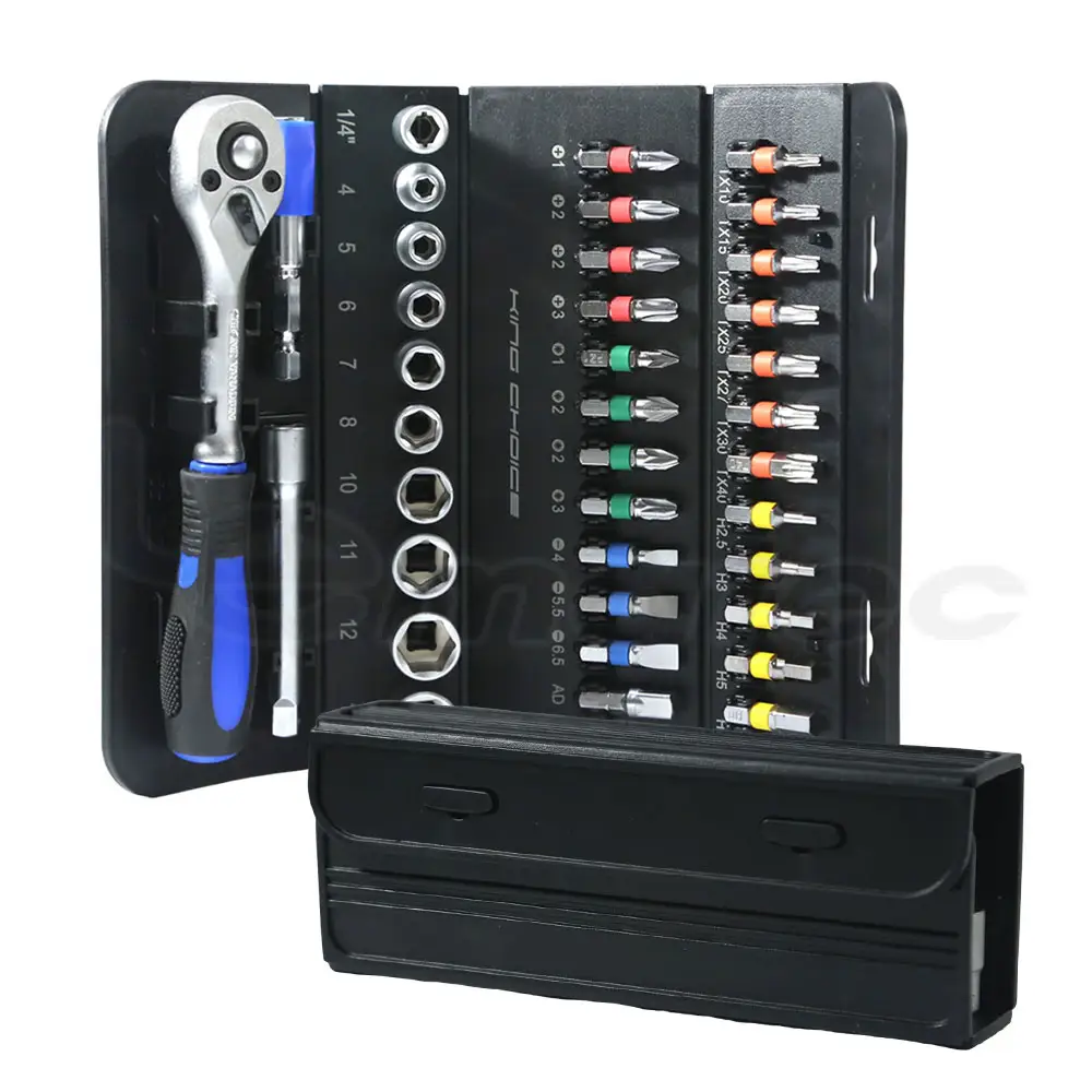 37 Pcs 1/4" Ratchet Wrench Auto Repair tools set With Screwdriver Bit Socket Hand tool Box household CR-V Taiwan Made