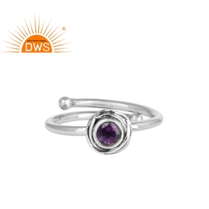 Naturel Améthyste Pierres Précieuses Bague Enveloppé 925 Empilable En Argent Sterling Bague Pour Toutes Les Tailles Fabricant De Bijoux - Product Image 1