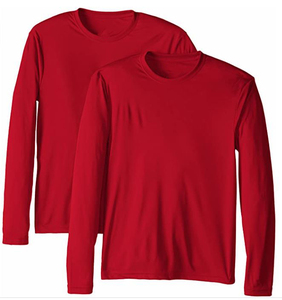 Camisetas de Pesca Personalizadas Unisex, Paquete de 2, Color Rojo Sólido, Manga Larga, Protección UV UPF 50+, Tejido Grueso de 220 g/m², Transpirable - Product Image 1