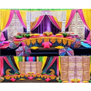 เครื่องประดับสำหรับเวทีที่มีสีสันพร้อมที่นั่งสำหรับเจ้าสาวอุปกรณ์ตกแต่งเวทีงานแต่งงานแบบปากีสถานที่ดีที่สุด - Product Image 1
