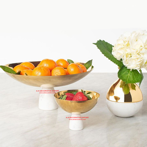 Nouveau bol décoratif en métal et marbre argent prix exclusif vente en gros pour la maison décorée meilleur cadeau centres de table de salon - Product Image 3