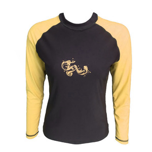 Haut de bain anti-UV pour homme, noir et rose, à manches longues, en Spandex/Nylon, avec logo imprimé sur le devant - Product Image 4