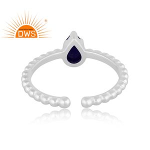 Vente chaude Fine Sterling Silver Natural Lapis Lazuli Gemstone Bague empilable Fabricant de bijoux - Product Image 4