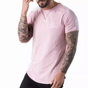 T-shirt décontracté à manches courtes pour homme, en coton uni, très élastique, avec impression personnalisée et sérigraphie, idéal pour l'entraînement et la gym - Product Image 3