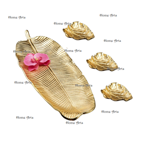 Plat de service alimentaire de qualité supérieure fait à la main en aluminium couleur or feuille plat de service pour l'utilisation de la vaisselle d'hôtel - Product Image 1