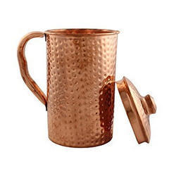 High Quality king International Pure <b>Copper</b> Hammered Water Pitcher Jug with Handle Manufacturer and Supplier From India - Product Image 2