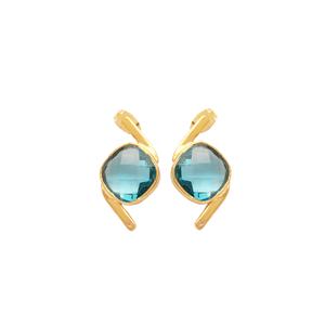 Pendientes de tuerca chapados en oro hechos a mano para mujer, último diseño, piedras preciosas de Topacio Azul, joyería de moda con hallazgos de estilo Charm - Product Image 1