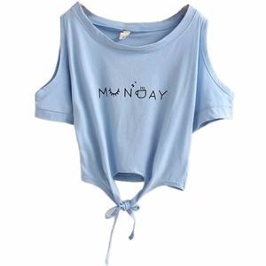 High Quality Solid Blue Sleeve Cut Crop Tops New Arrival Casual Style Crop Top - Product Image 4