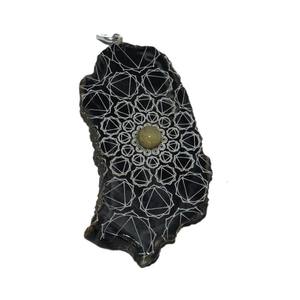 Piedra semipreciosa Artesanía Solar Chakra Slice Grabado Colgantes - Product Image 1