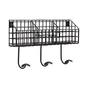 Cesta de pared de hierro hecha a mano de alta calidad, diseñador de Color negro, cestas de almacenamiento al por mayor recubiertas de negro indio - Product Image 3