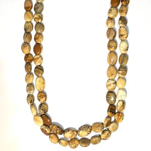 Cuentas de piedras preciosas sueltas de jaspe con imagen pulida de calidad natural, forma ovalada Lisa para fabricación de joyas para collares/pulseras - Product Image 2