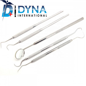 Dental Examination <b>Kit</b> Set of 5 Pcs Dentist Stainless Steel <b>Polish</b> Explorers Probes Mirror Tools - Product Image 4
