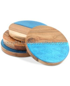 Posavasos de madera de acacia y resina de estilo clásico de diseño personalizado para bebidas para café, té, oso embalado en cartón - Product Image 5