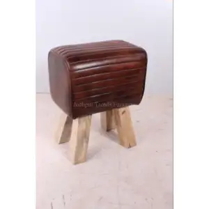 Latest Design Home Living Room Furniture Wooden Footstool Ottoman Pouffe Stool Foot Rest Padded Seat Bedroom