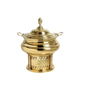 Plato de frotamiento pulido dorado de acero inoxidable, plato para servir comida de hotel de la mejor calidad para uso en fiestas de bodas - Product Image 6