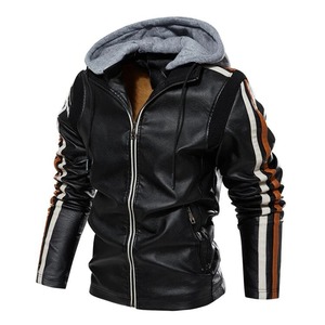 Geaca De Piele para hombre, chaqueta forrada De cuero con forro polar y cremallera, para invierno - Product Image 6