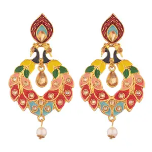 Boucles d'oreilles indiennes en émail Kundan, boucles d'oreilles pendantes pour femmes, fabricants, bijoux multicolores, vente en gros, nouvelle collection 2020