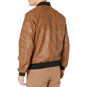 Veste en cuir pour hommes, manteau coupe-vent chaud à la mode, vestes d'extérieur épaisses et élégantes décontractées avec fermeture éclair pour hommes - Product Image 3