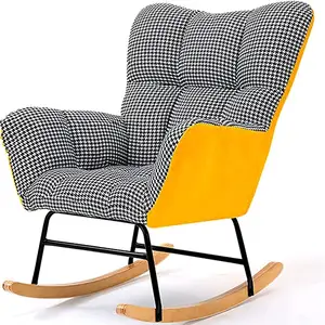 TRIHO S81800 Modern Houndstooth Lazy Sofa Breastfeeding Chair Garden Leisure Bedroom Deck Chair Relax Single Lounger Rocking Cha