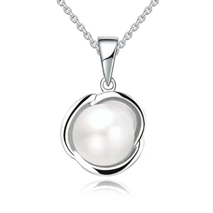 925 Sterling Silver Single Freshwater Real nature Fresh Water Pearl Women Pendant Necklace Jewelry