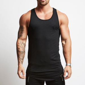 Débardeur de sport sans manches de couleur unie pour hommes, équipement d'entraînement tricoté de grande taille avec ourlet délavé et fentes latérales pour la musculation - Product Image 3