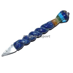 Lapis Lazuli Spiral Healing Wands With Bonded Chakra <b>Angel</b> - Product Image 1
