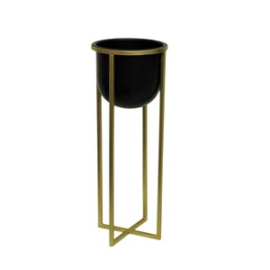 Elegant Gold & Black Indoor Planters Stylish Round Flower Pots Powder Coated Finish for Living Room Bedroom <b>Hallway</b> & Garden - Product Image 1